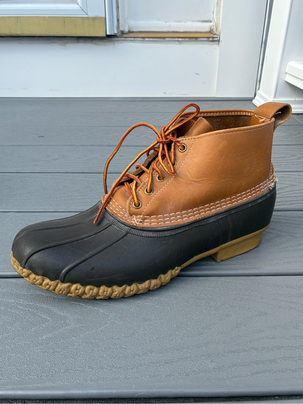 L.L. Bean 4.5” Ankle Men's Two-Tone Duck Boots Tan Brown Gum Size 11